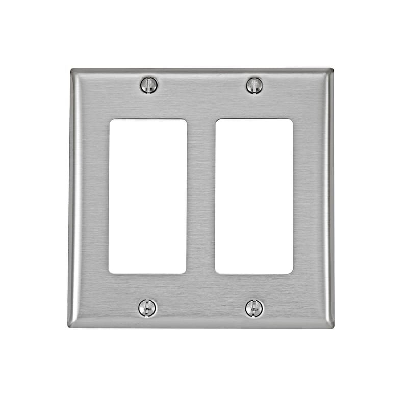 Leviton 84409-A40 Antimicrobial Powder Coated Gray 2 gang Stainless Steel Decorator Wall Plate 1 pk