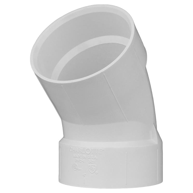 Charlotte Pipe PVC003211400 Schedule 40 4 in. Hub X 4 in. D Hub PVC 45 Degree Elbow 1 pk