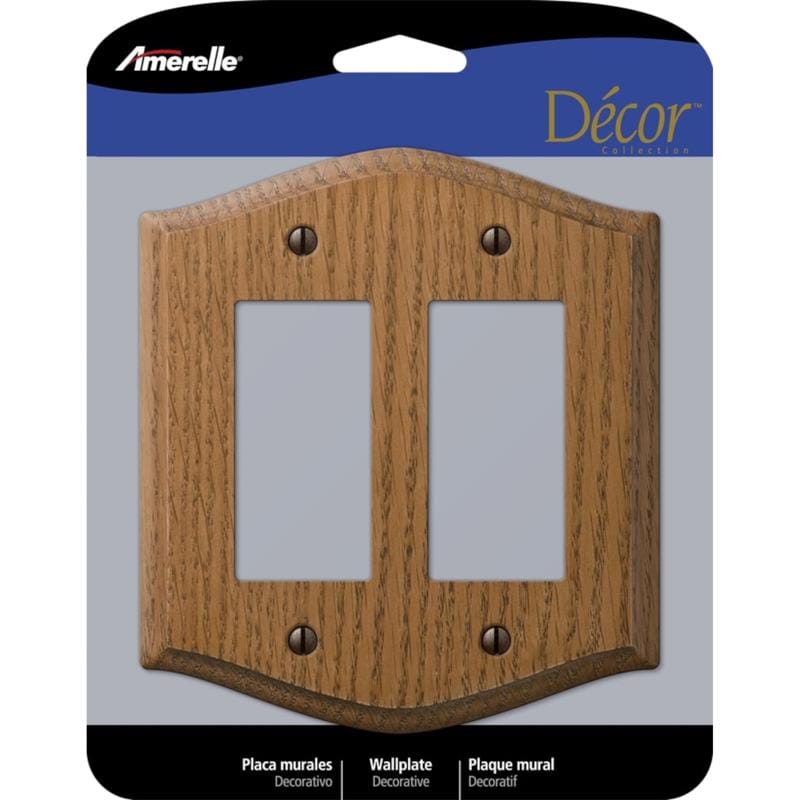 Amerelle 701RR Country Medium Brown 2 gang Oak Wood Decorator Wall Plate 1 pk