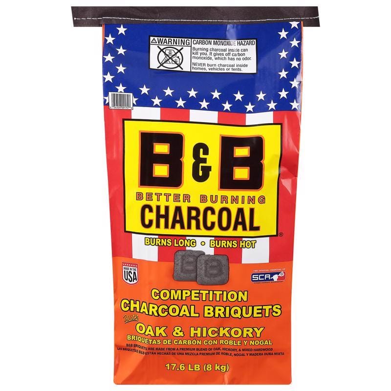 B&B Charcoal B00074D-48 All Natural Hickory and Oak Charcoal Briquettes 17.6 lb