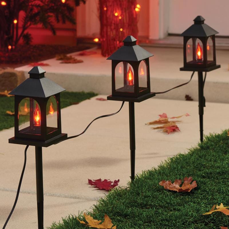 Celebrations 37018-71 Orange 3 ct Incandescent Prelit Lantern Pathway Decor