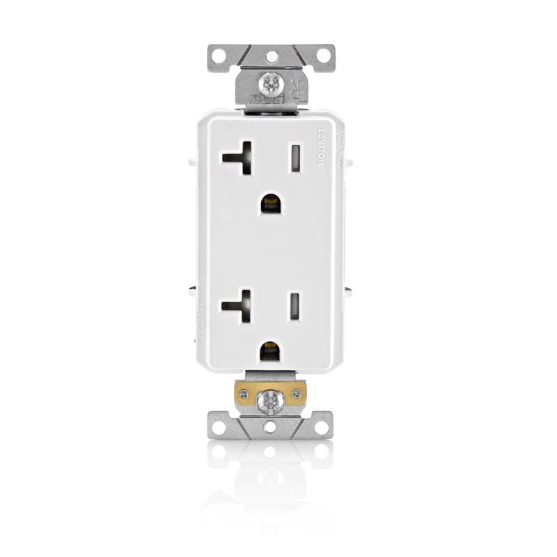 Leviton TDR20-00W Decora Plus 20 amps 125 V Duplex White Outlet 5-20R 1 pk