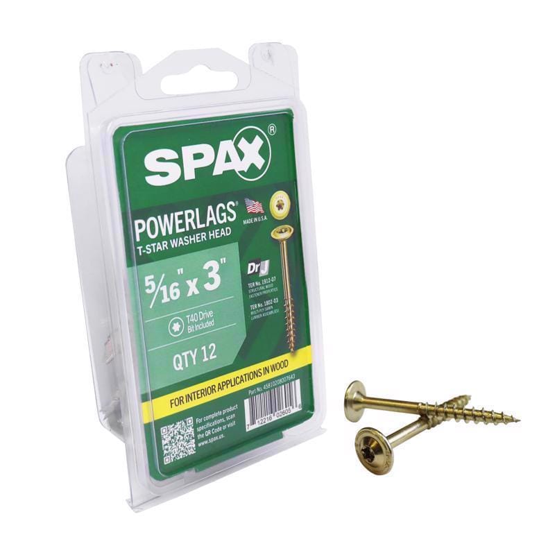 Spax 45810208007643 PowerLags 5/16 in. X 3 in. L Washer Yellow Zinc Carbon Steel Lag Screw 12 pk