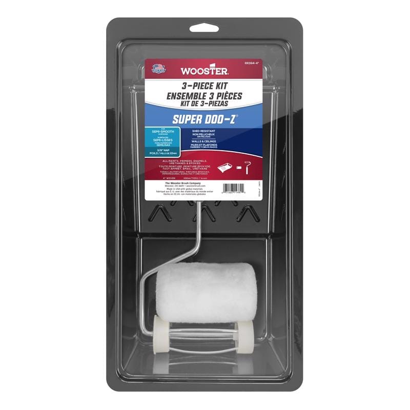 Wooster RR394-4 Super Doo-Z Fabric 4 in. W X 3/8 in. Trim Roller with Frame 3 pk