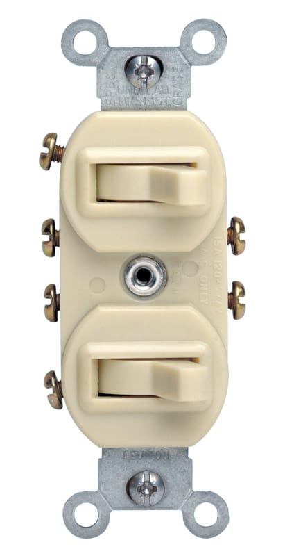 Leviton 05243-0IS 15 amps Three Pole Toggle Duplex Combination Switch Ivory 1 pk