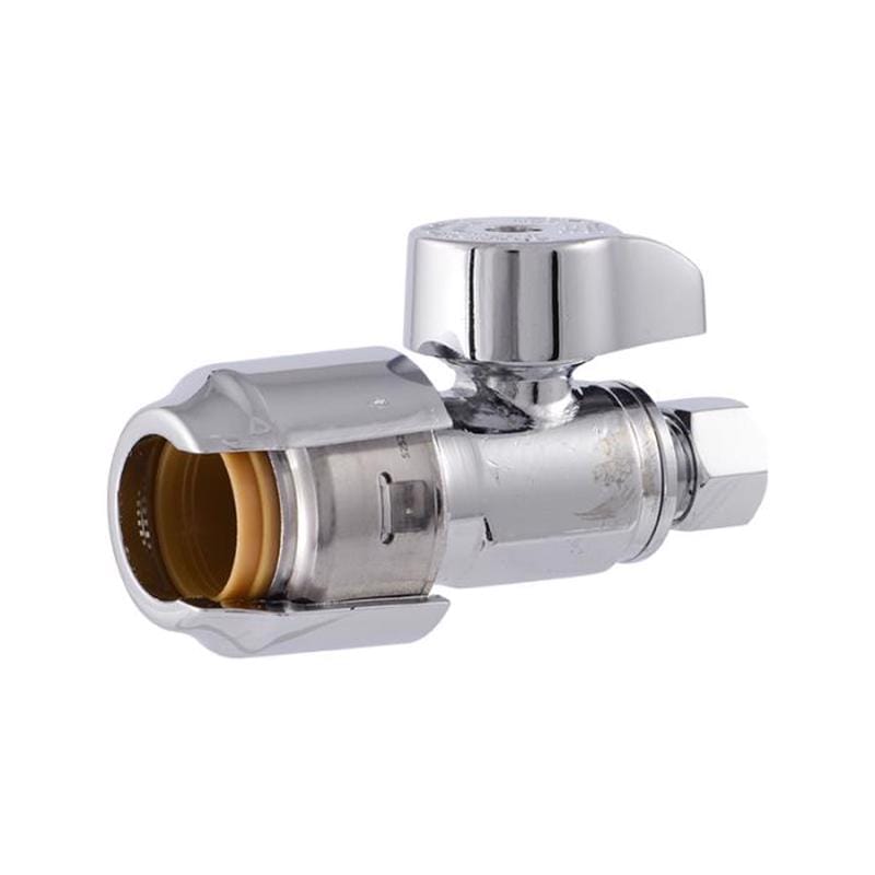 Sharkbite UR23037 1/2 in. PTC X 3/8 in. Compression Brass Straight Stop Valve