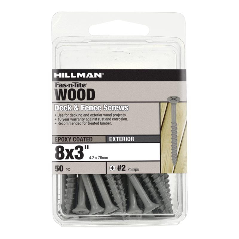Hillman 42676 Fas-N-Tite No. 8 Ga. X 3 in. L Gray Phillips Bugle Head Deck Screws 50 pk