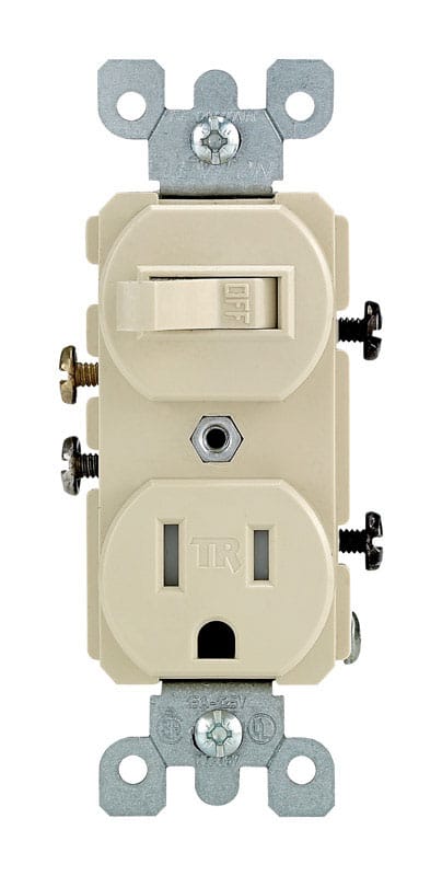 Leviton T5225-I 15 amps 125 V Ivory Combination Switch/Outlet 5-15R 1 pk