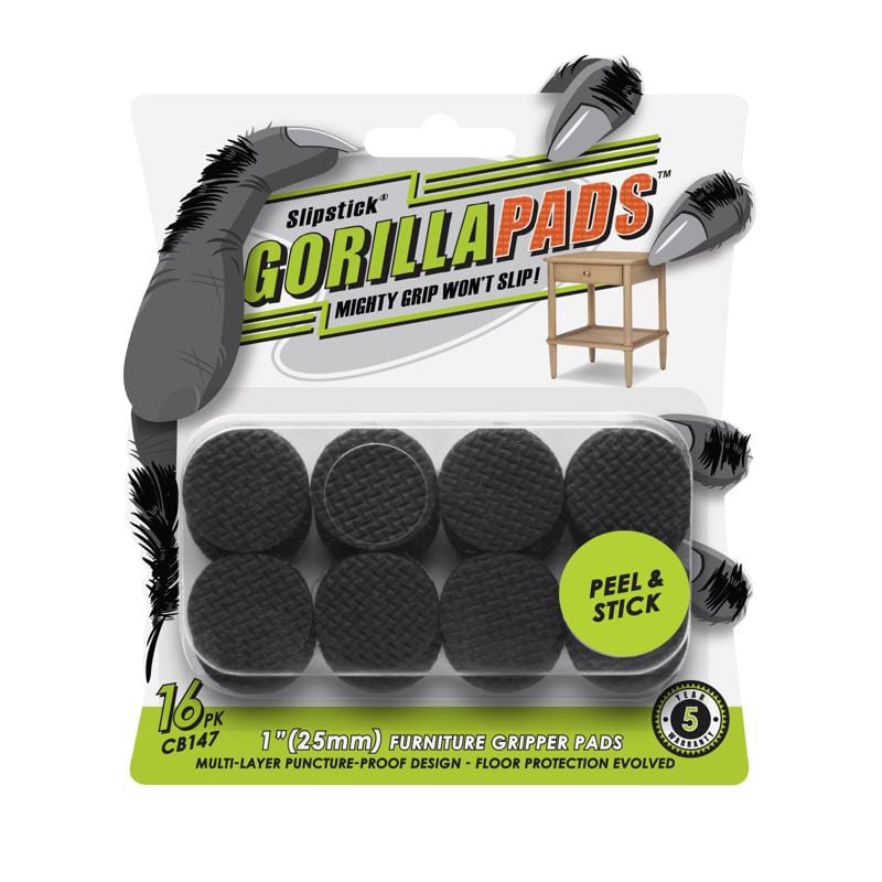 Slipstick CB147 Gorillapads Furniture Gripper 1 in. W X 1 in. L Rubber Black 16 pk