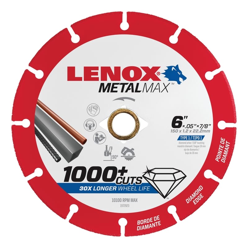 Lenox 1972923 MetalMax 6 in. D X 7/8 in. X .050 in. thick Diamond/Metal Metal Cut-Off Blade 1 pc