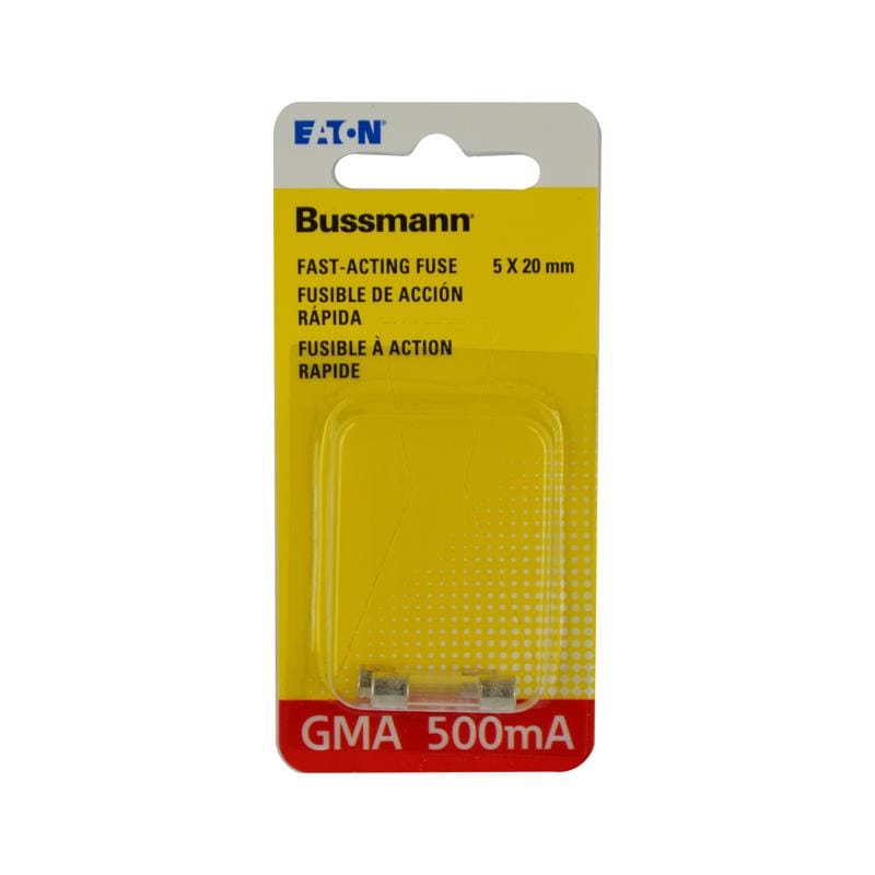 Bussmann BP/GMA-500MA 0.5 amps Fast Acting Glass Fuse 2 pk