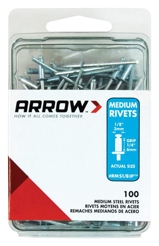 Arrow RMS1/8IP 1/8 in. D X 1/4 in. Steel Rivets Silver 100 pk
