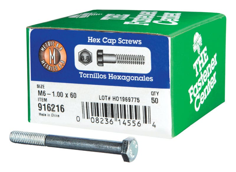 Hillman 916216 M6-1.00 mm D X 60 mm L Heat Treated Steel Hex Head Cap Screw 1 pk