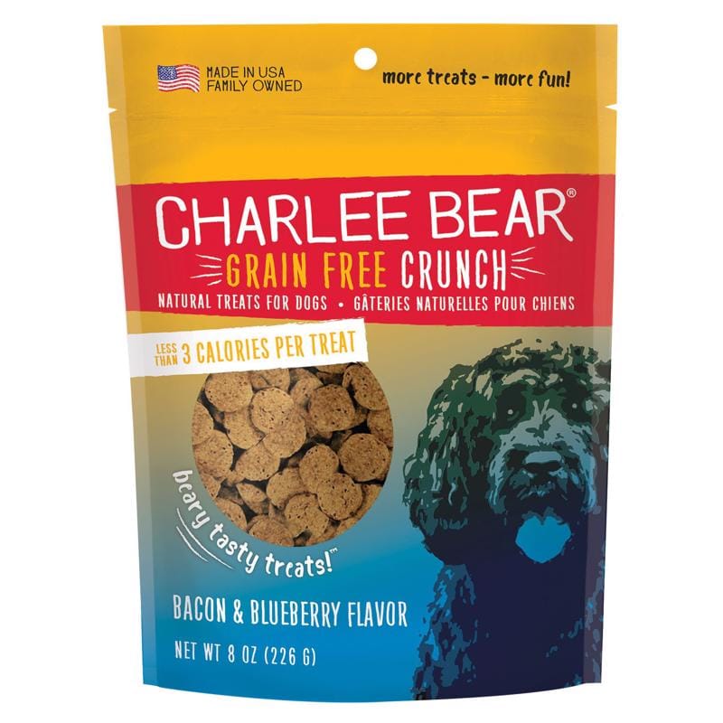 Charlee Bear 131302 Grain Free Crunch Bacon Blueberry Grain Free Biscuit For Dogs 8 oz 1 pk