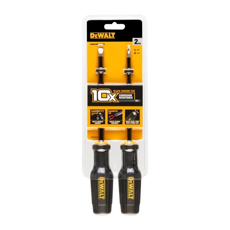 Dewalt DWHT65100 ToughSeries 6 in. L Phillips/Slotted Demolition Screwdriver Set 2 pk