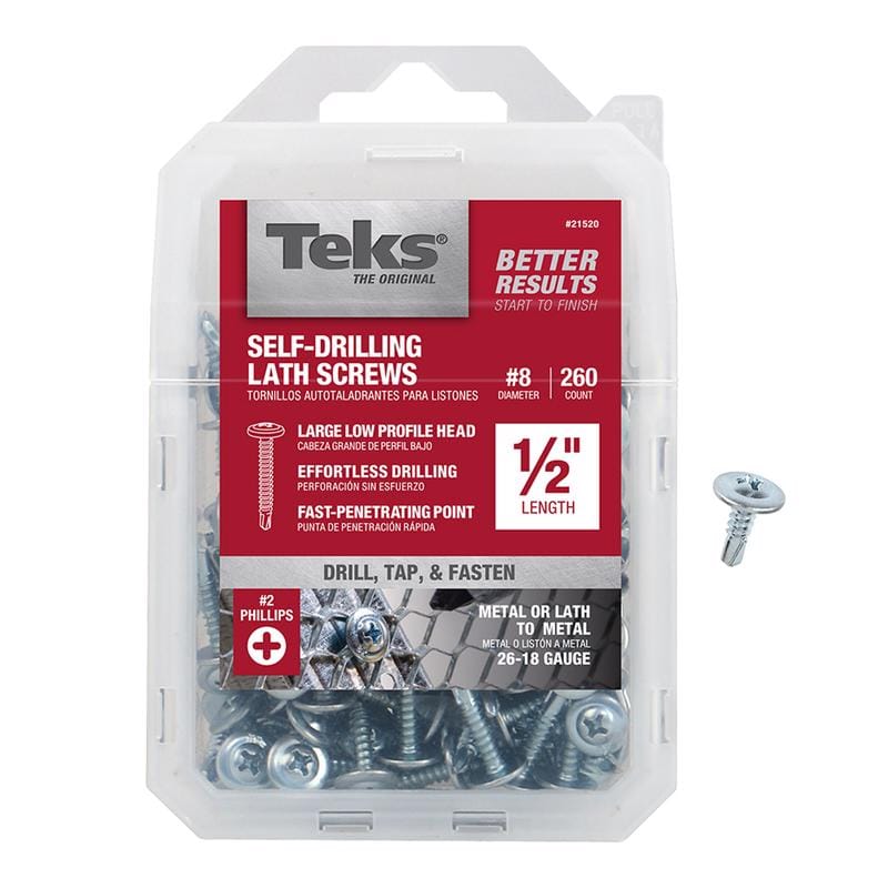 Teks 21520 No. 8 in. X 1/2 in. L Hex Drive Pan Head Self Tapping Lath Screws
