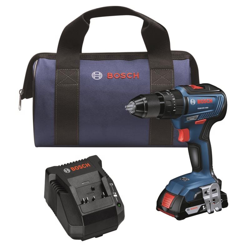 Bosch GSB18V-490B12 18V 1/2 in. Brushless Cordless Hammer Drill/Driver Kit (Battery & Charger)