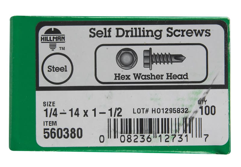 Hillman 560380 1/4 in. Ga. X 1-1/2 in. L Hex Hex Washer Head Sheet Metal Screws 100 pk