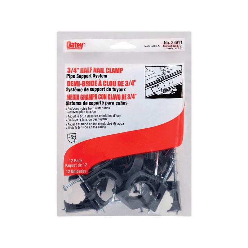 Oatey 33911 3/4 in. Gray Plastic Half Nail Clamp