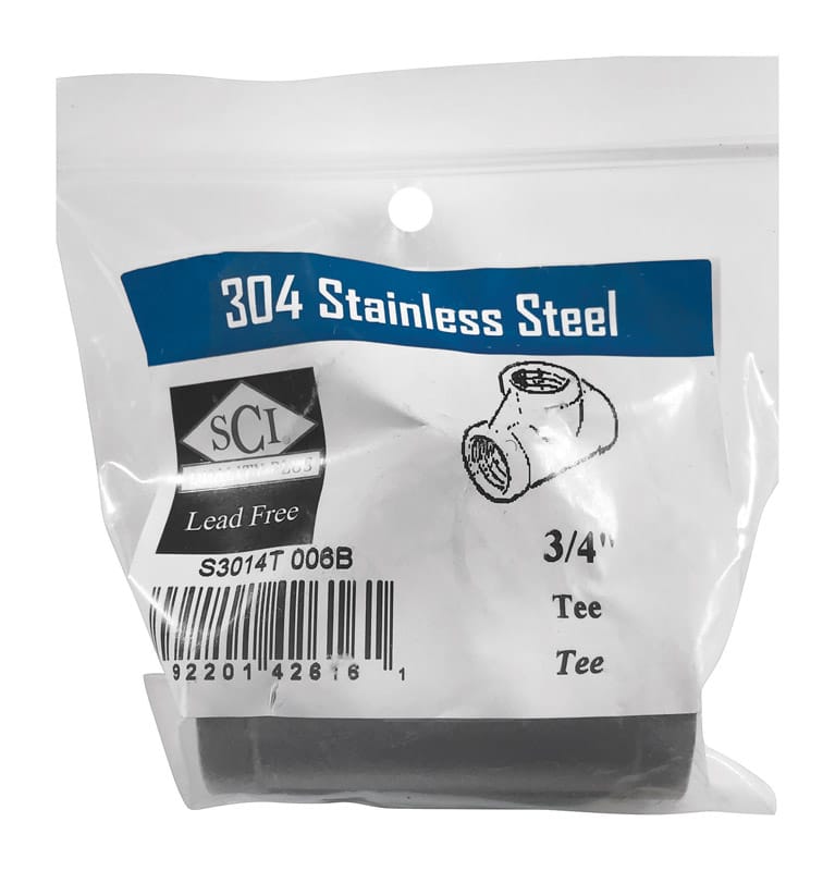 Smith-Cooper 4638102440 3/4 in. FPT X 3/4 in. D FPT 3/4 in. D FPT Stainless Steel Tee