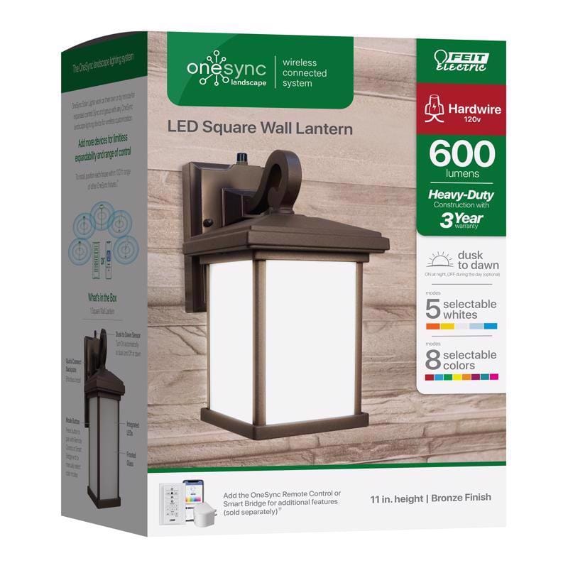 Feit LAN11SQ/SYNC/BZ OneSync Bronze Dusk to Dawn LED Wall Lantern