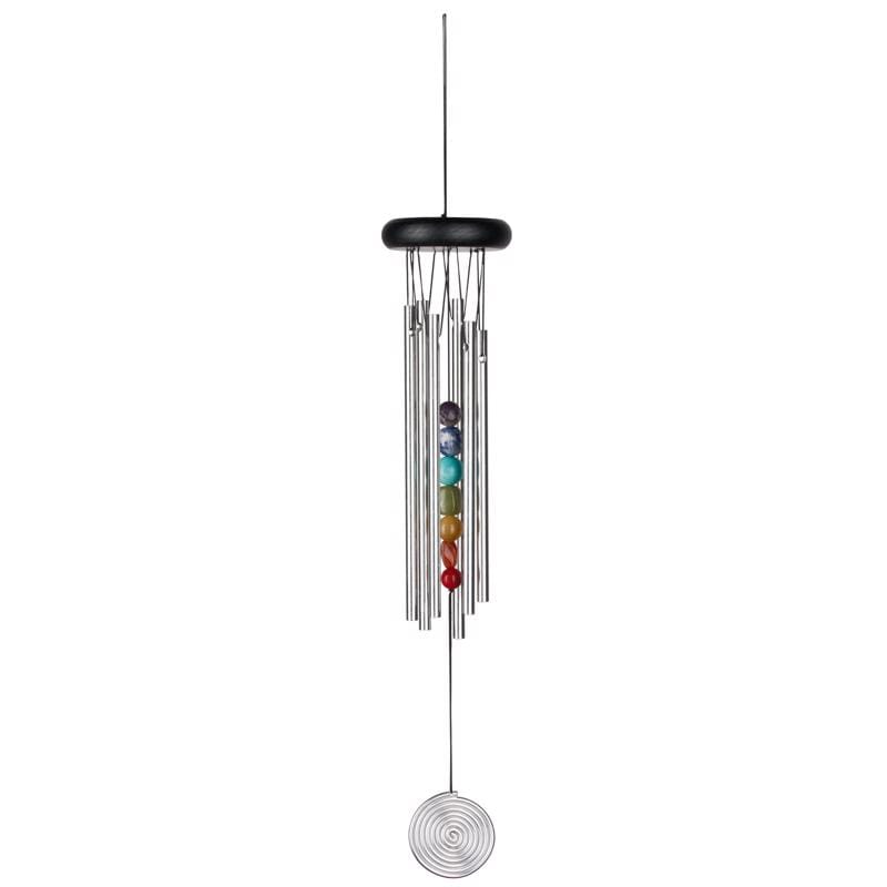 Woodstock Chimes CC7 Eastern Energies Silver Aluminum/Wood 17 in. Seven Stone Chakra Chime