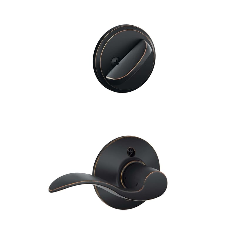 Schlage F59ACC716LH Modern Aged Bronze Handleset