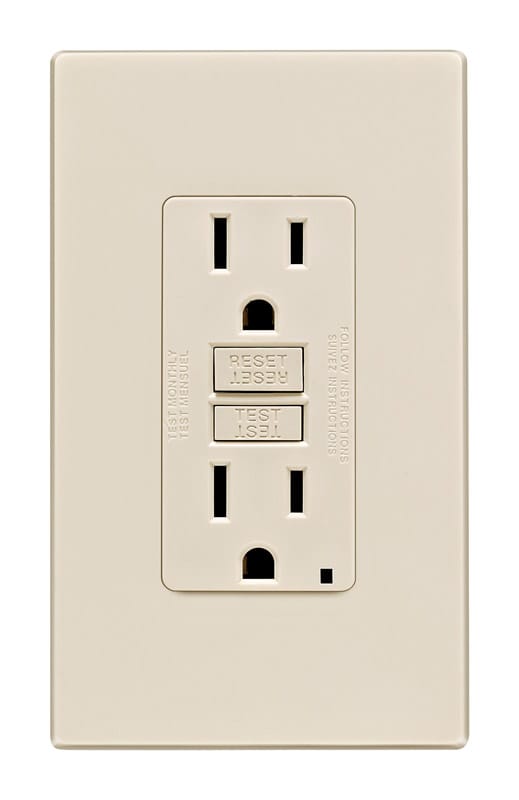 Leviton GFNT1-0PT SmartlockPro 15 amps 125 V Duplex Light Almond GFCI Outlet 5-15R 1 pk