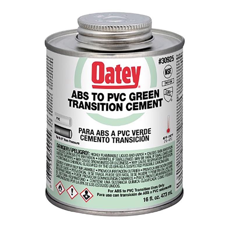 Oatey 30925V Green Transition Cement For ABS/PVC 16 oz