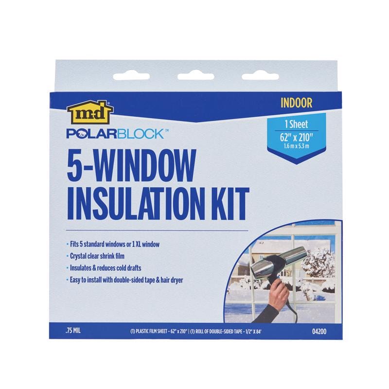 M-D Building Products 04200 Polar Block Indoor Window Shrink Film 62 in. L X 210 in. W 1 sheet