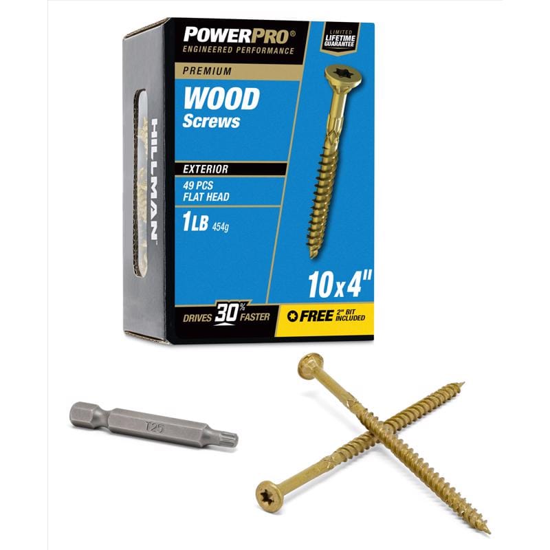 Hillman 48604V4 Power Pro No. 10 in. X 4 in. L Bronze Star Flat Head Premium Deck Screws 1 lb 49 pk