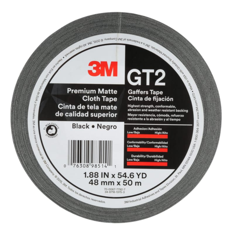 3M GT2 1.88 in. W X 54.6 yd L Black Gaffer's Tape