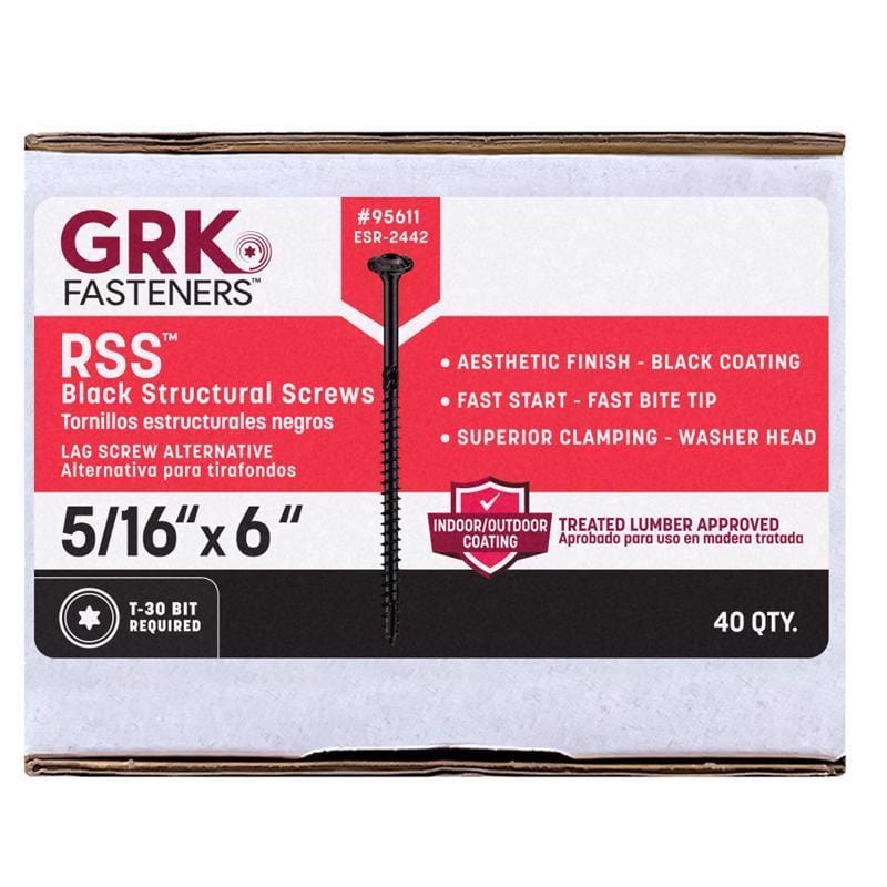 GRK Fasteners 95611 5/16 in. X 6 in. L Star Climatek W-Cut Structural Wood Screws 1 pk