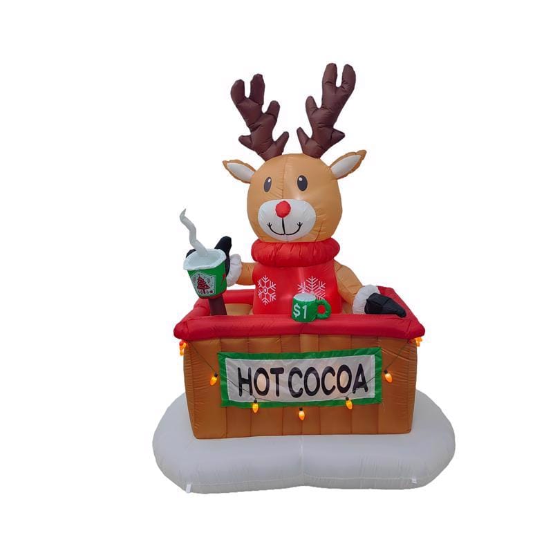 Celebrations CHX24034 Reindeer Hot Cocoa Stand 7 ft. Inflatable