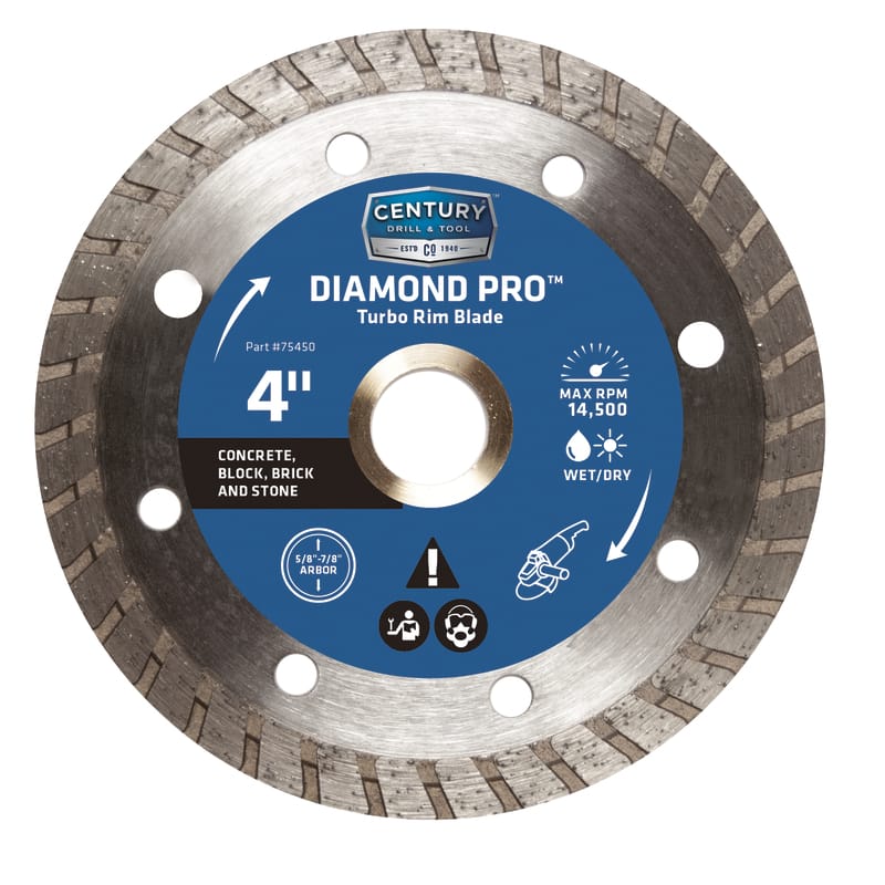 Century Drill & Tool 75450 4 in. D Diamond Turbo Diamond Saw Blade