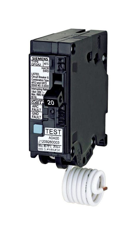 Siemens Q120DF 20 amps Dual Function Single Pole Circuit Breaker