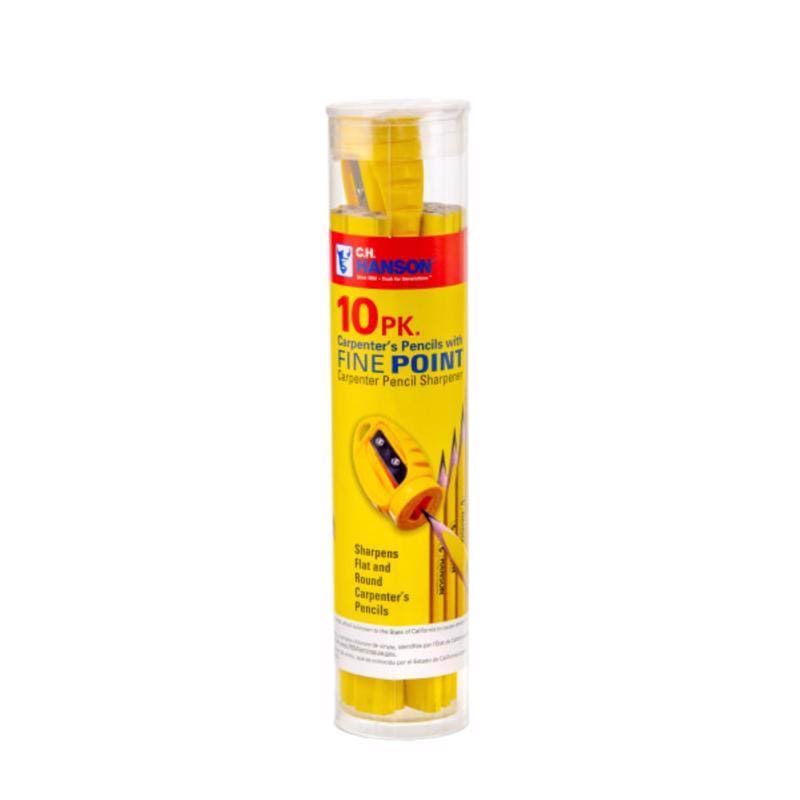 C.H. Hanson 10214 2 in. L Carpenter Pencil and Sharpener Yellow 10 pc