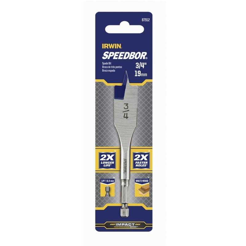 Irwin 87912 Speedbor 3/4 in. X 4 in. L Carbon Steel Wood Boring Bit Quick-Change Hex Shank 1 pc