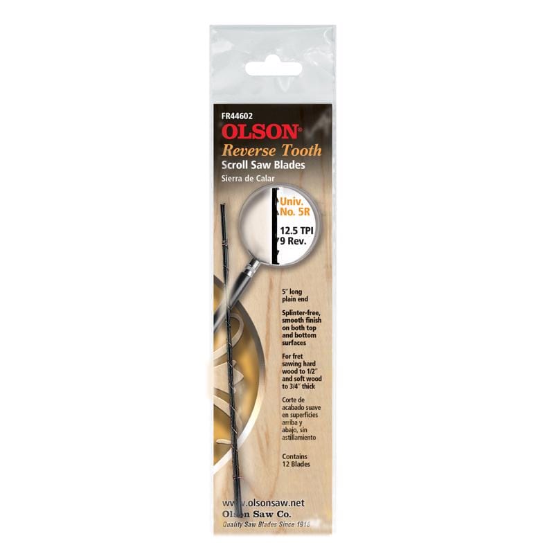 Olson FR44602 5 in. Carbon Steel Scroll Saw Blade 12.5 TPI 12 pk