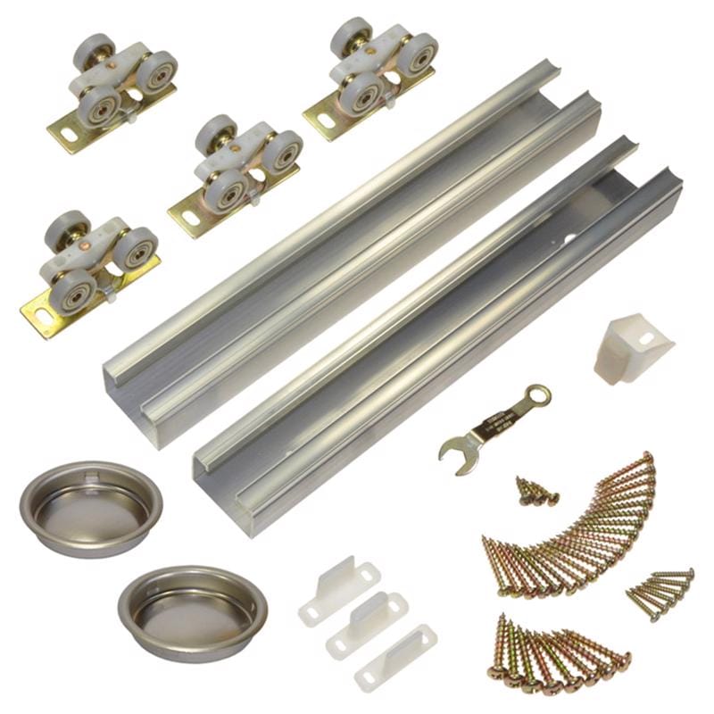Johnson Hardware 100482DR 48 in. L Aluminum By-Pass Door Hardware Set 10 pk