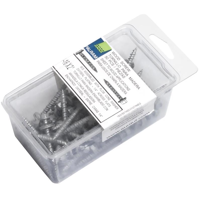 Palram 92523 Woodtite No. 16 X 2 in. L Hex Galvanized 45-Degree Wood Screws 50 pk