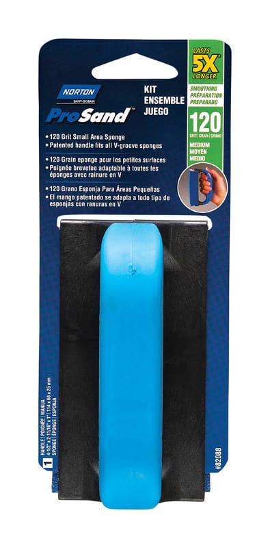 Norton 07660782088 ProSand 4.5 in. L X 2.69 in. W X 1 in. 120 Grit Medium Small Area Sanding Sponge