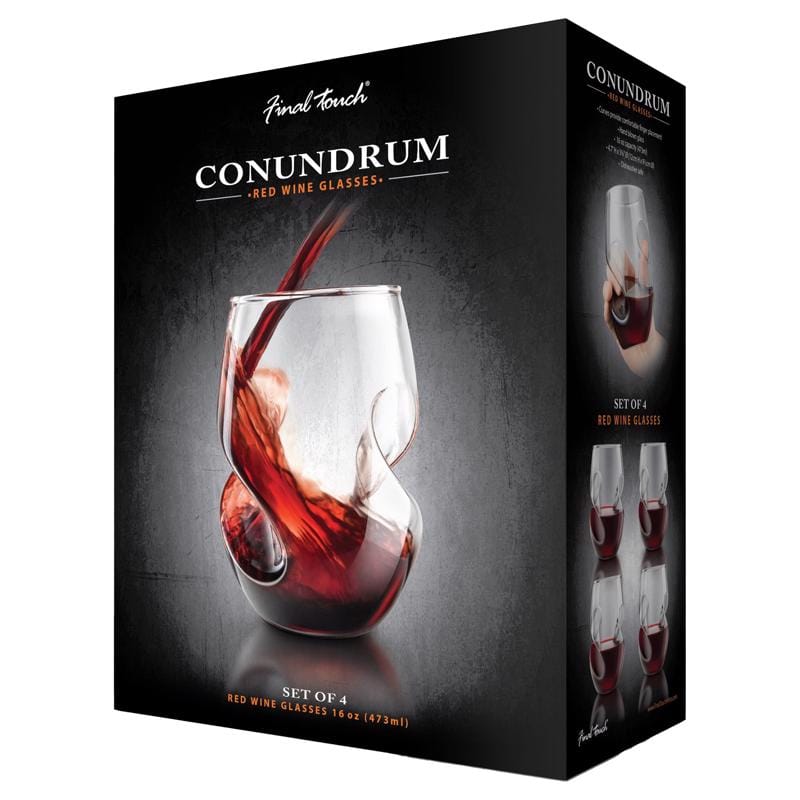 Final Touch GG5009 16 oz Clear Glass Conundrum Red Wine Glass Set