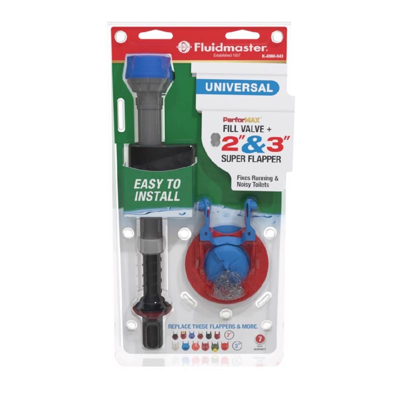Fluidmaster K-400H-043-T4 Performax Fill Valve And Flapper Kit Multicolored Plastic/Rubber For Universal