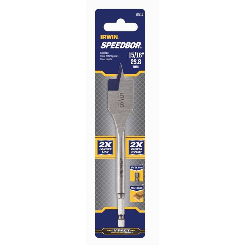 Irwin 88815 Speedbor 15/16 in. X 6 in. L Carbon Steel Wood Boring Bit Hex Shank 1 pc