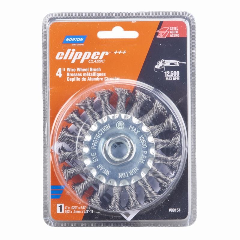 Norton 70184609154 Clipper 4 in. Knotted Wire Wheel Brush Carbon Steel 12500 rpm 1 pc