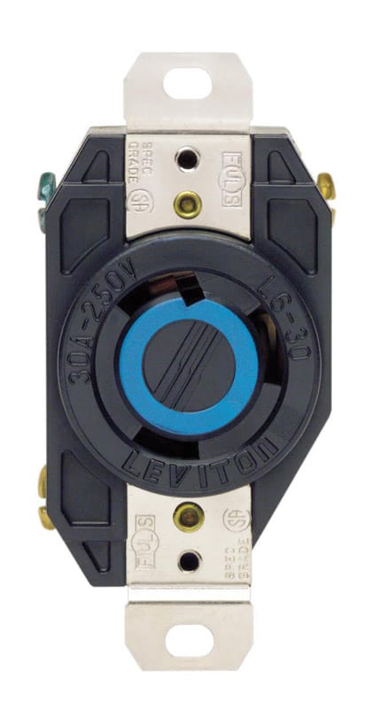 Leviton 02620-0BX V-0-MAX 30 amps 250 V Single Black Locking Receptacle L6-30R 1 pk