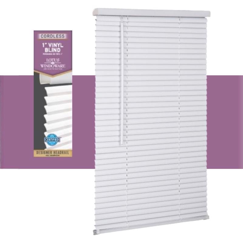 Lotus Blinds MAX3472WH Living Accents Vinyl 1 in. Mini-Blinds 34 in. W X 72 in. H White Cordless