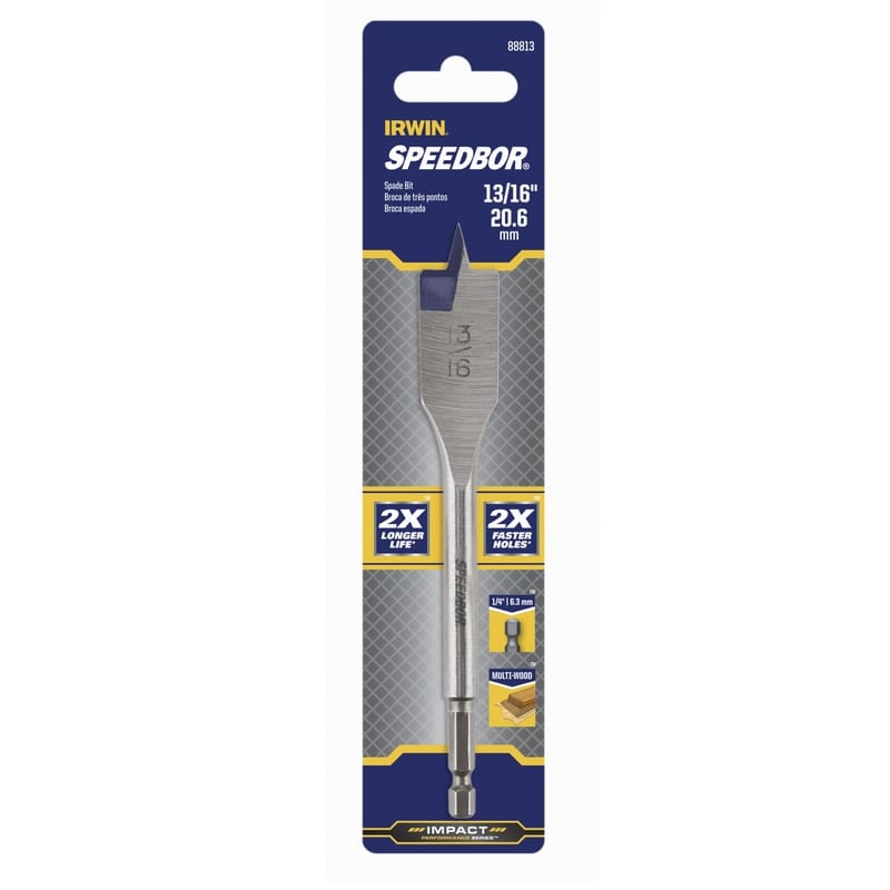 Irwin 88813 Speedbor 13/16 in. X 6 in. L Carbon Steel Wood Boring Bit Hex Shank 1 pc