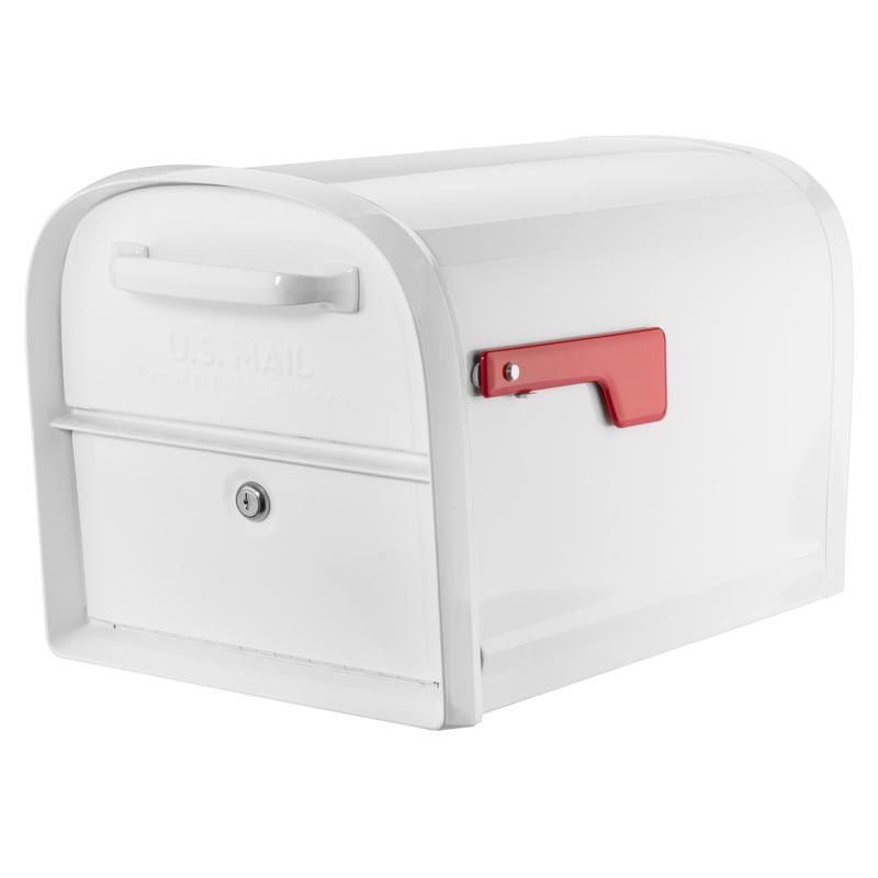 Architectural Mailboxes 6300W-10 Oasis Classic 360 Classic Galvanized Steel Post Mount White Mailbox